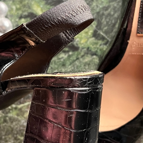 LAST CHANCE Pointy toe crocodile embossed block heel slingback - Picture 5 of 5
